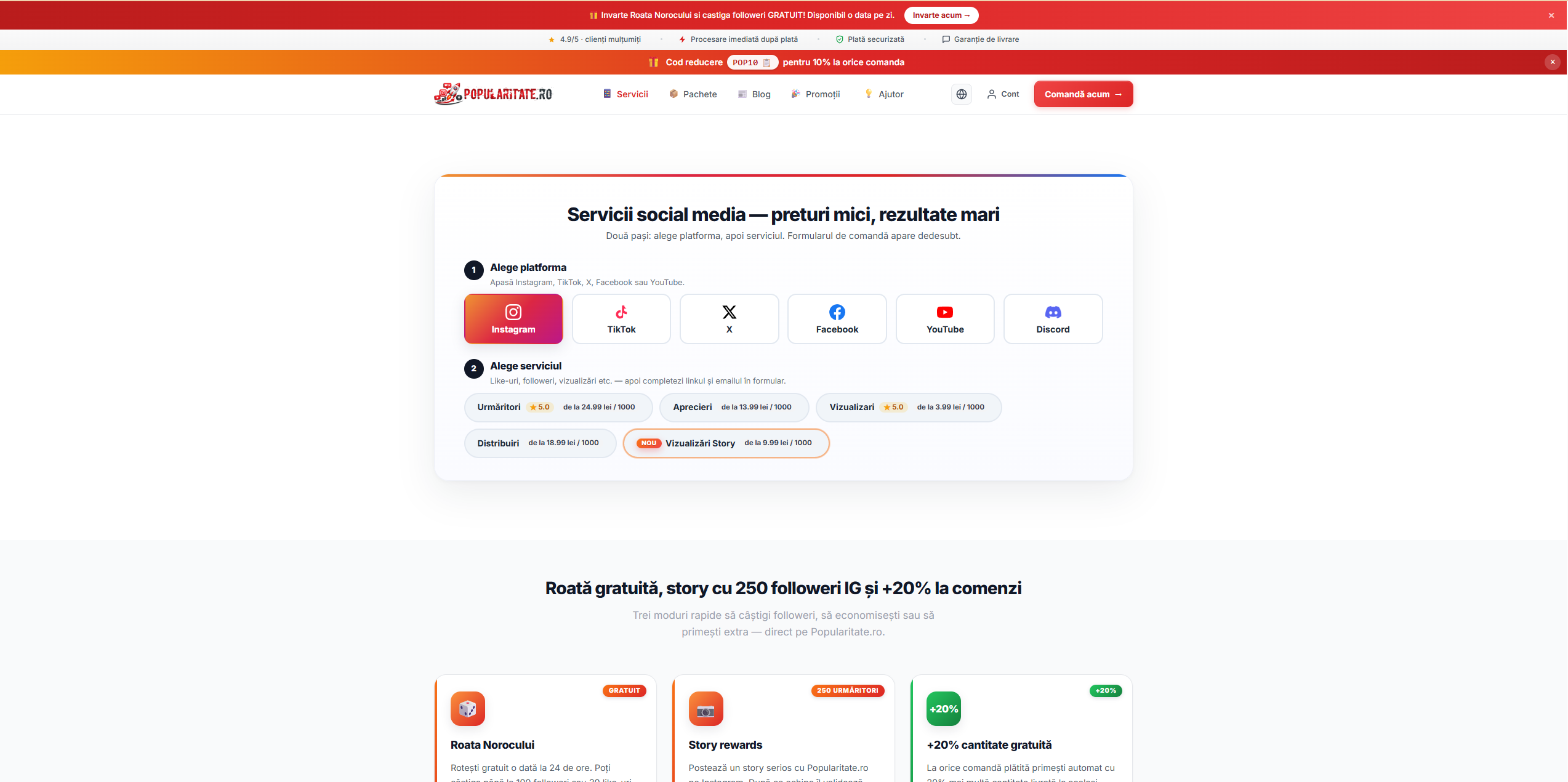 Popularitate — Site-uri